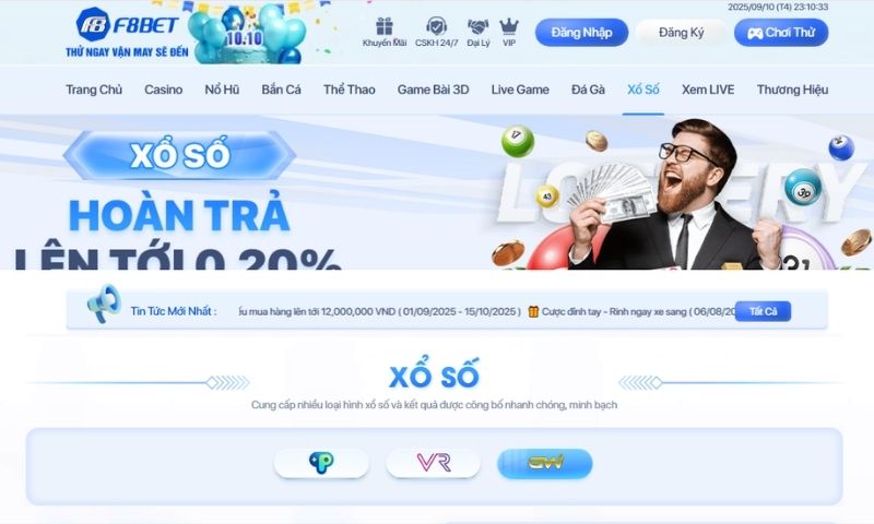 Khám phá tổng quan về sảnh Xổ Số F8BET